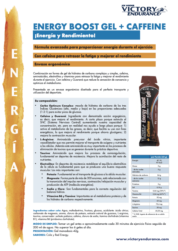 ENERGY BOOST GEL + CAFFEINE (VICTORY ENDURANCE) - Imagen 3
