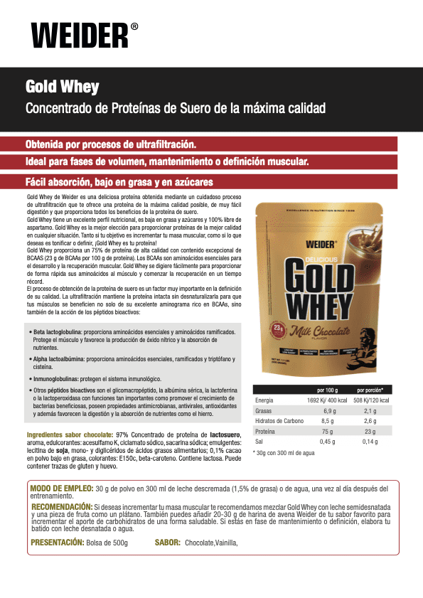 GOLD WHEY (WEIDER) - Imagen 3