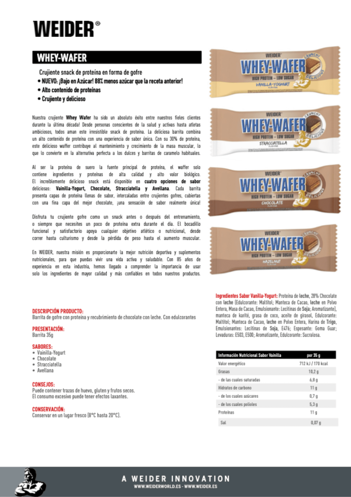 32% WAFER BAR (WEIDER) - Imagen 3
