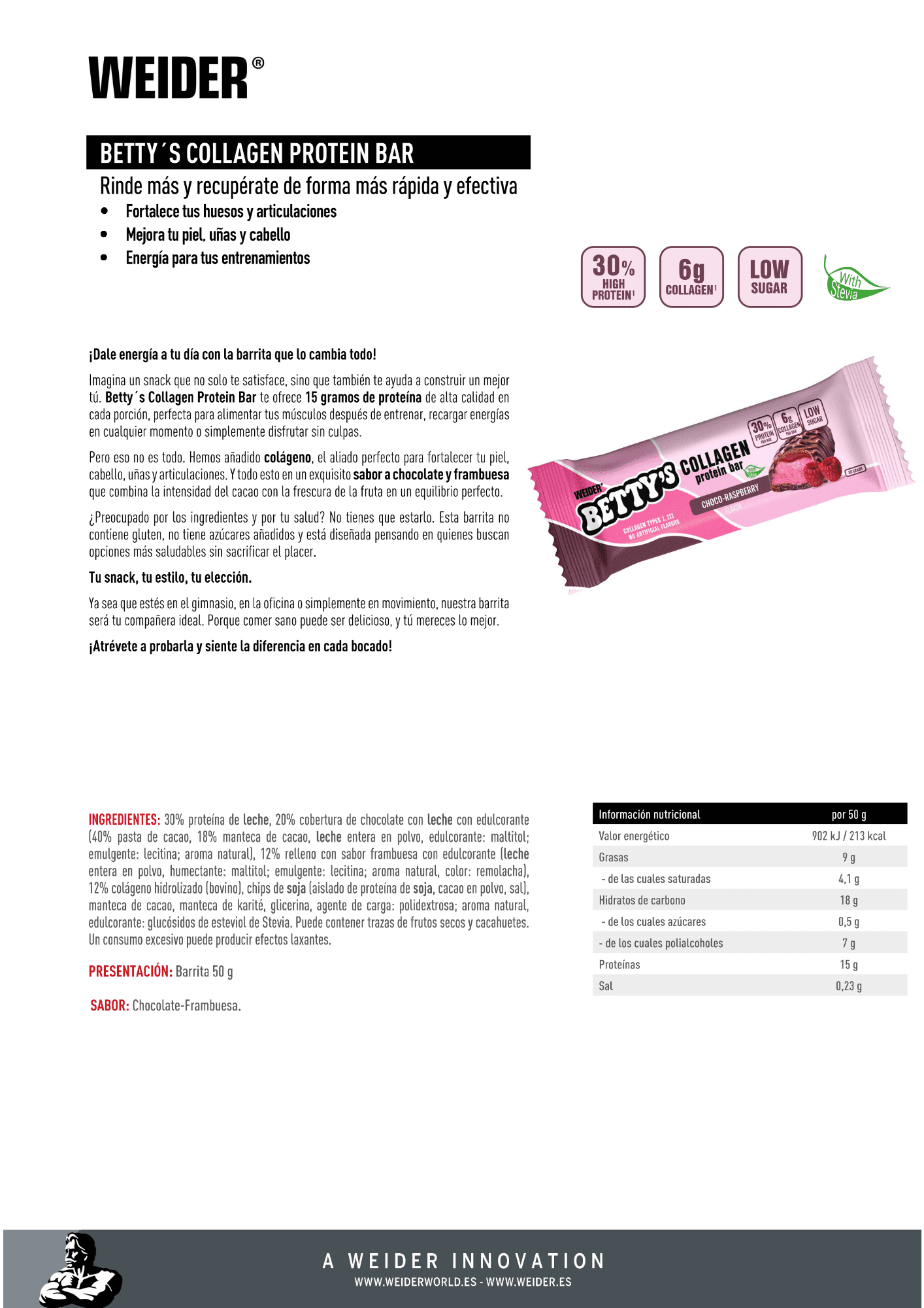 BETTY´S COLLAGEN PROTEIN BAR (WEIDER) - Imagen 4